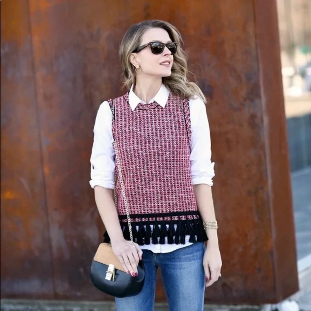 Zara Red and Black Sleeveless Knit Top